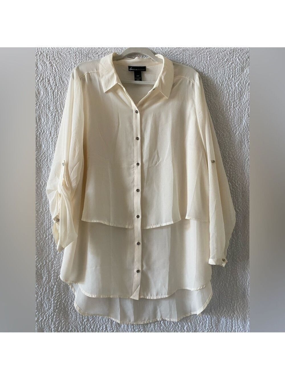 Lane Bryant Double Layered Sheer Long Sleeve Blouse